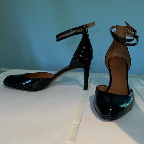 Marc by Marc Jacobs Sz 39 Black Patent Leather Double Ankle Strap Heels Pumps - Picture 7 of 12